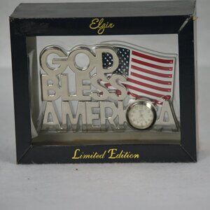 ELGIN GOD BLESS AMERICA Limited Edition Clock NEW
